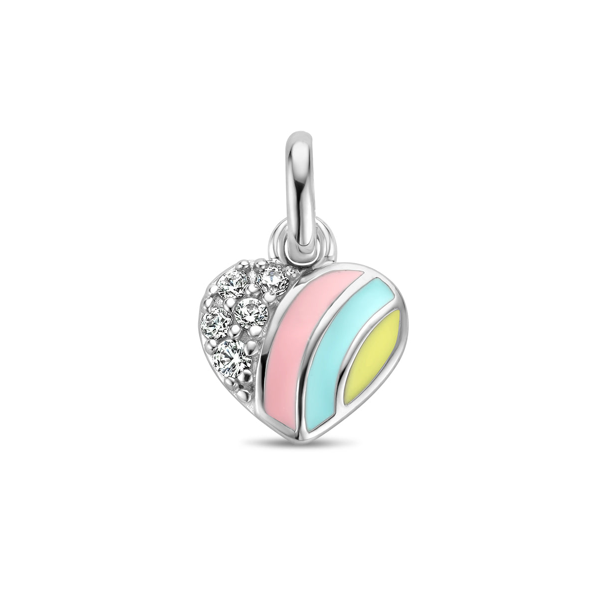 Anhänger Herz und Zirkonia Emaille Silber rhodiniert