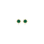 9k oorknoppen groen zirkonia 4,5 mm 9K geel