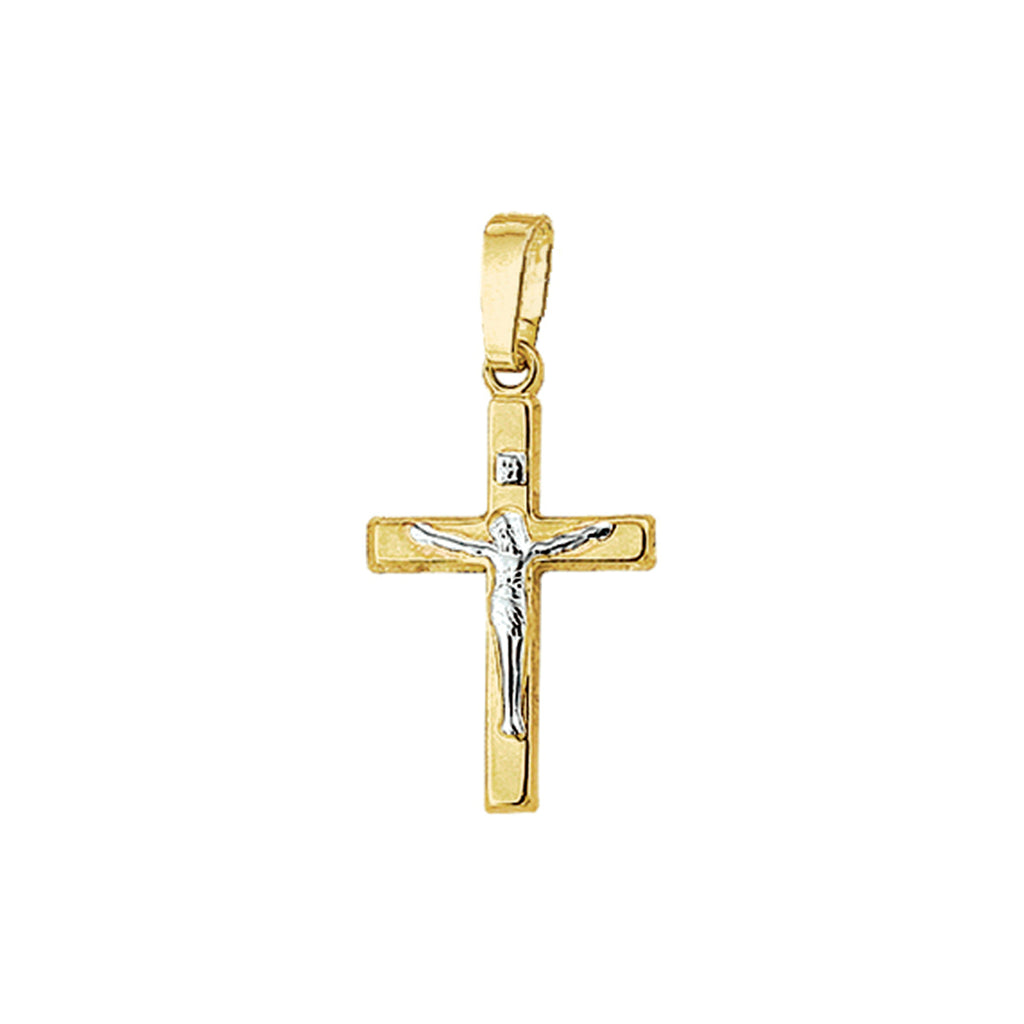 hanger kruis corpus bicolor gestift 16,5 mm 14K geelgoud