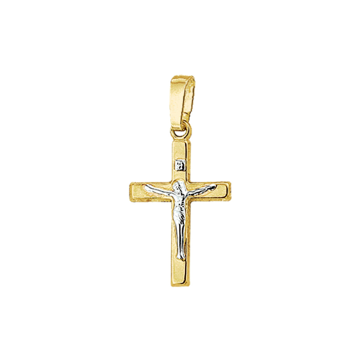 hanger kruis corpus bicolor gestift 16,5 mm 14K geelgoud