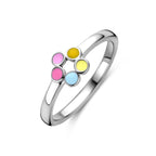 Ring Emaille Blume Silber rhodiniert