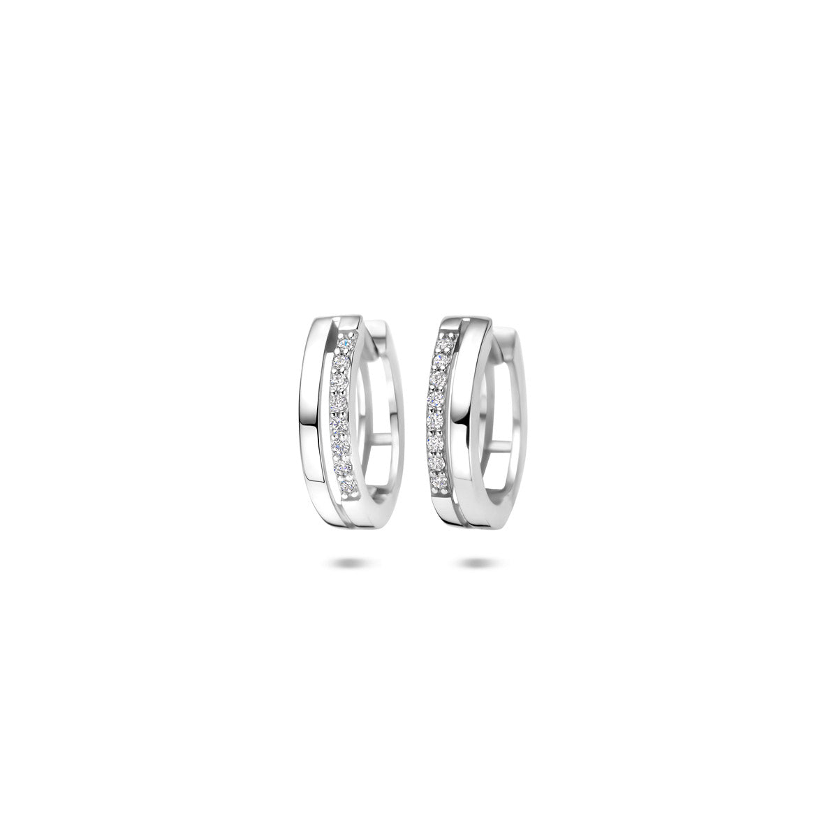 Klappohrringe Zirkonia 13 mm rhodiniertes Silber