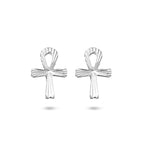 Ohrstecker Ankh Kreuz Diamant Silber Weiß