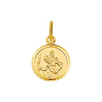 hanger christoffel gediamanteerd 14K geelgoud - rond