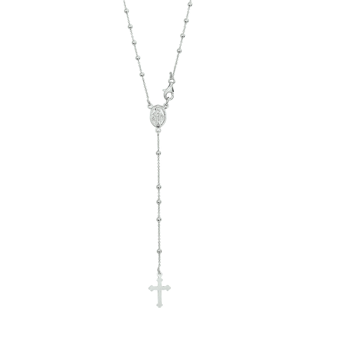 Halskette Rosenkranz Poly/matt 50 cm Silber rhodiniert