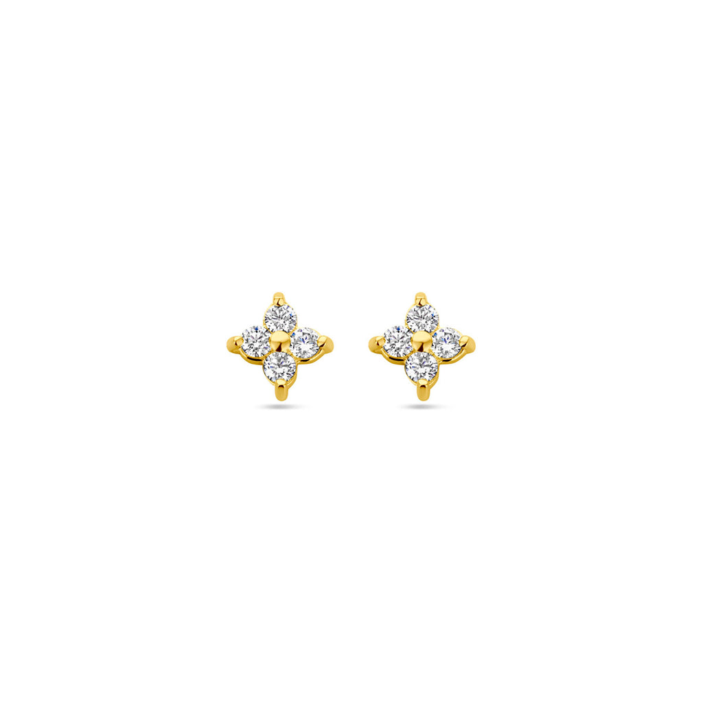 Ohrstecker Blume Zirkonia 1 Mikron Silber vergoldet (gelb)