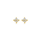 Ohrstecker Blume Zirkonia 1 Mikron Silber vergoldet (gelb)