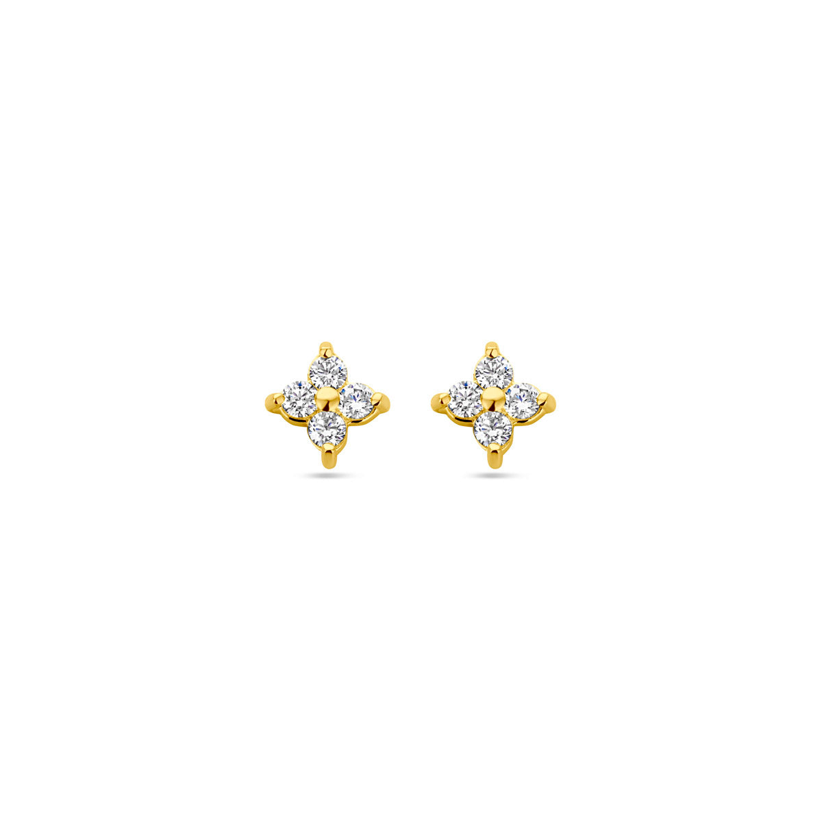 Ohrstecker Blume Zirkonia 1 Mikron Silber vergoldet (gelb)