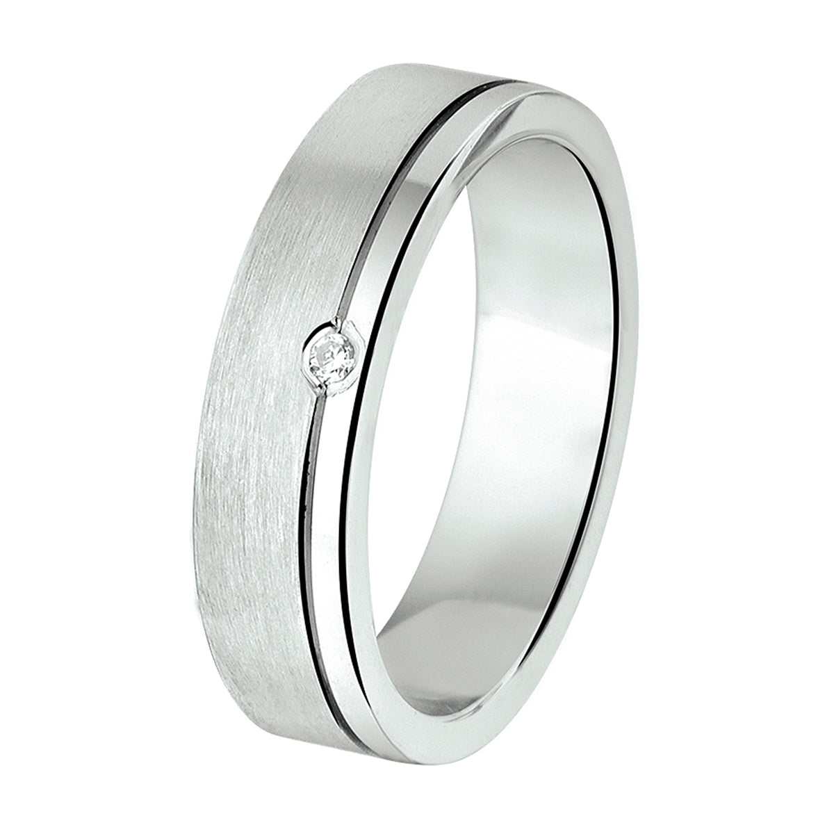ring a202 - 5 mm - met cz zilver gerhodineerd