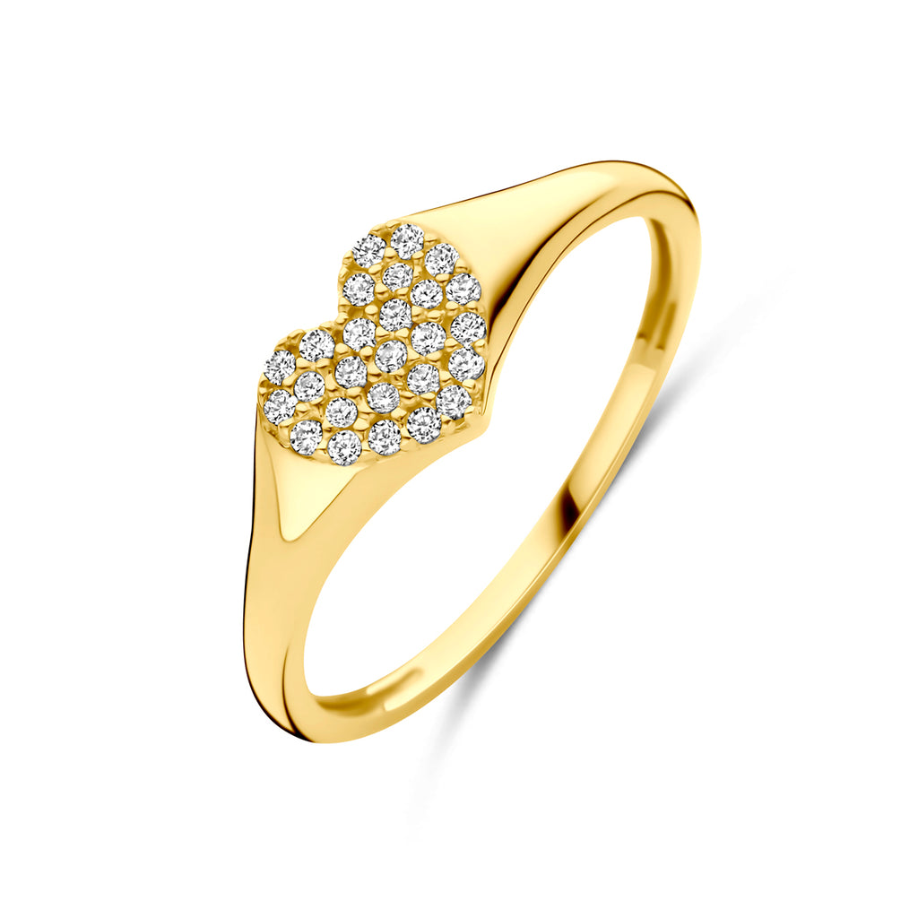 ring hart zirkonia 14K geelgoud