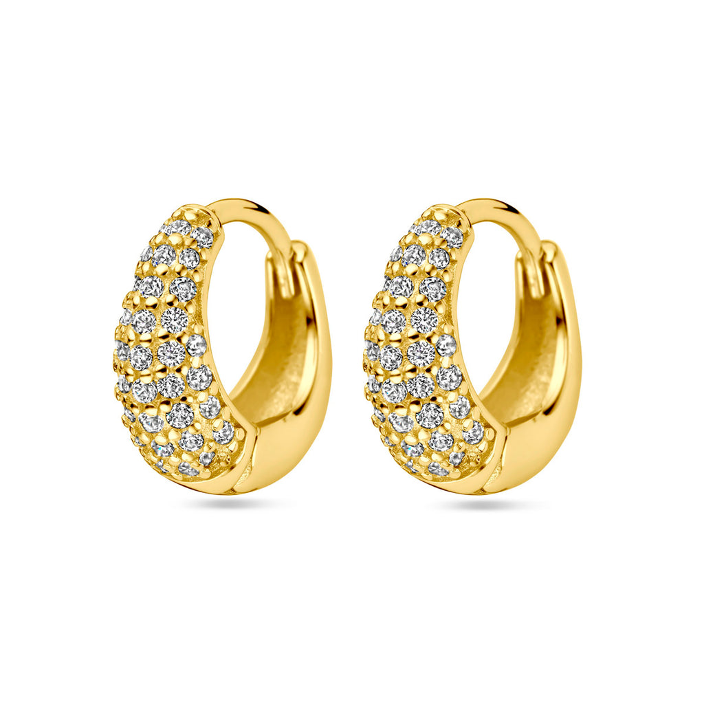 klapoorringen zirkonia 11.5 mm 1 micron zilver verguld (geel)