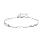 Armband Unendlichkeit und Perlen 16 + 3 cm 1 Mikron Silber rhodiniert