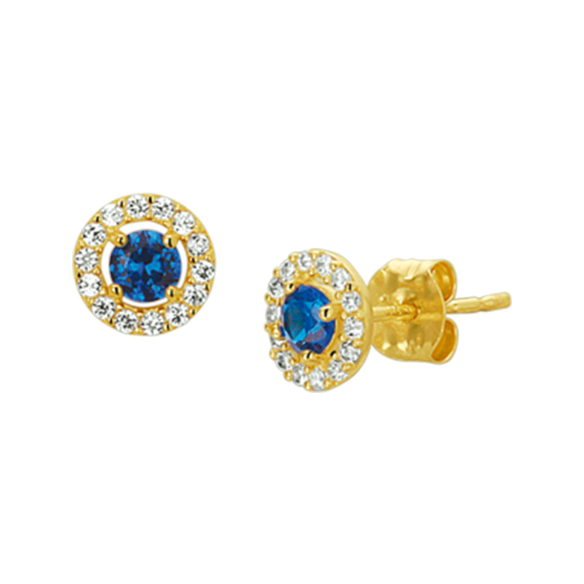 Ohrstecker syn. Saphir und Zirkonia 14K Gelbgold