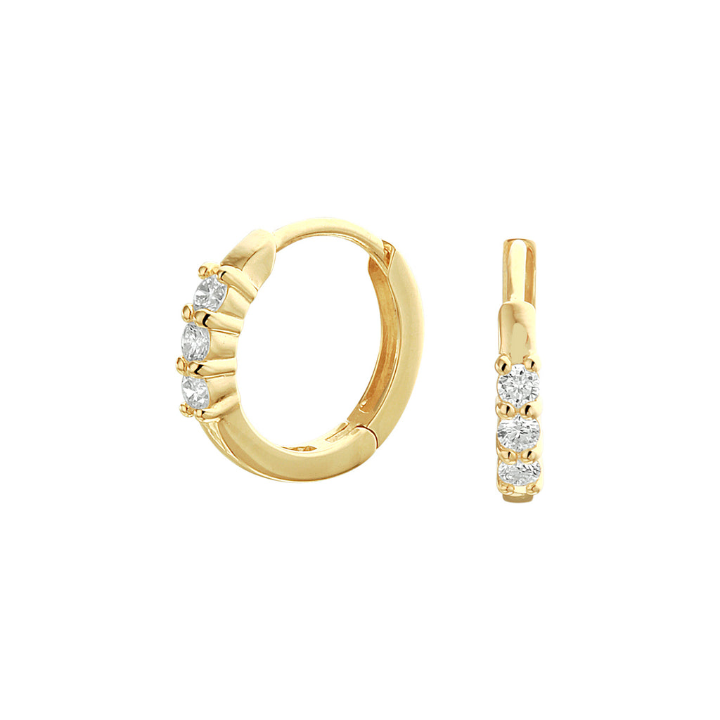 klapoorringen diamant 0.18ct (2x 0.09ct) h si 14K geelgoud - rond