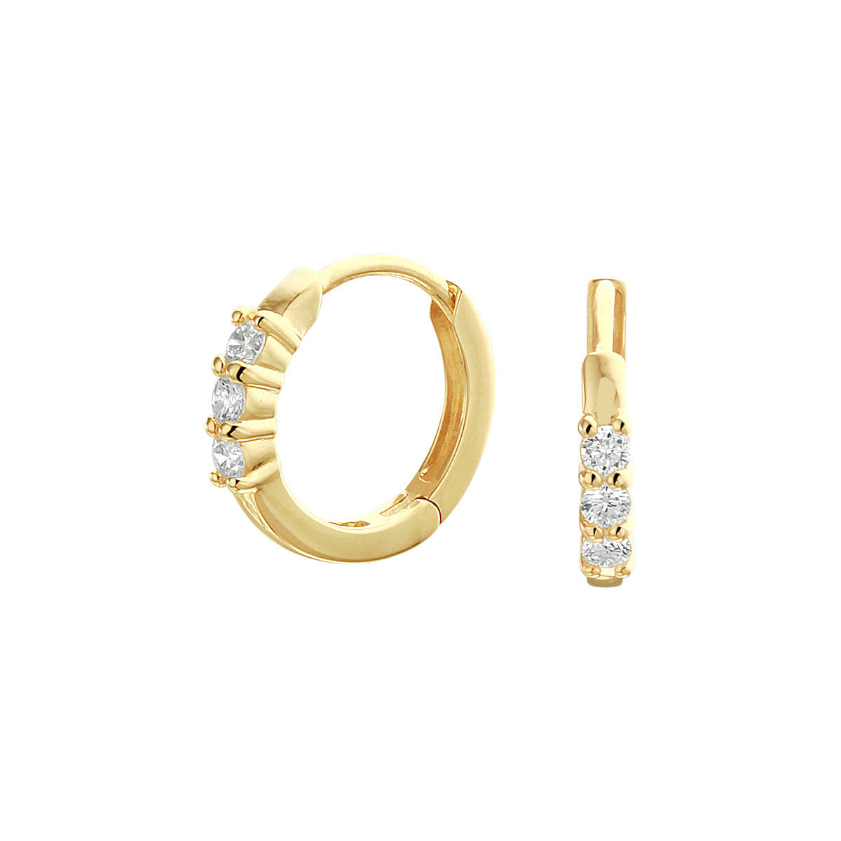 klapoorringen diamant 0.18ct (2x 0.09ct) h si 14K geelgoud - rond