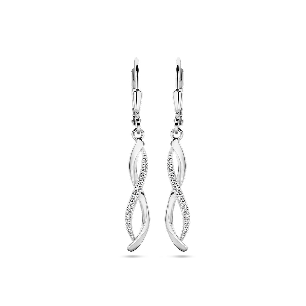 oorhangers zirkonia brisur haak zilver gerhodineerd