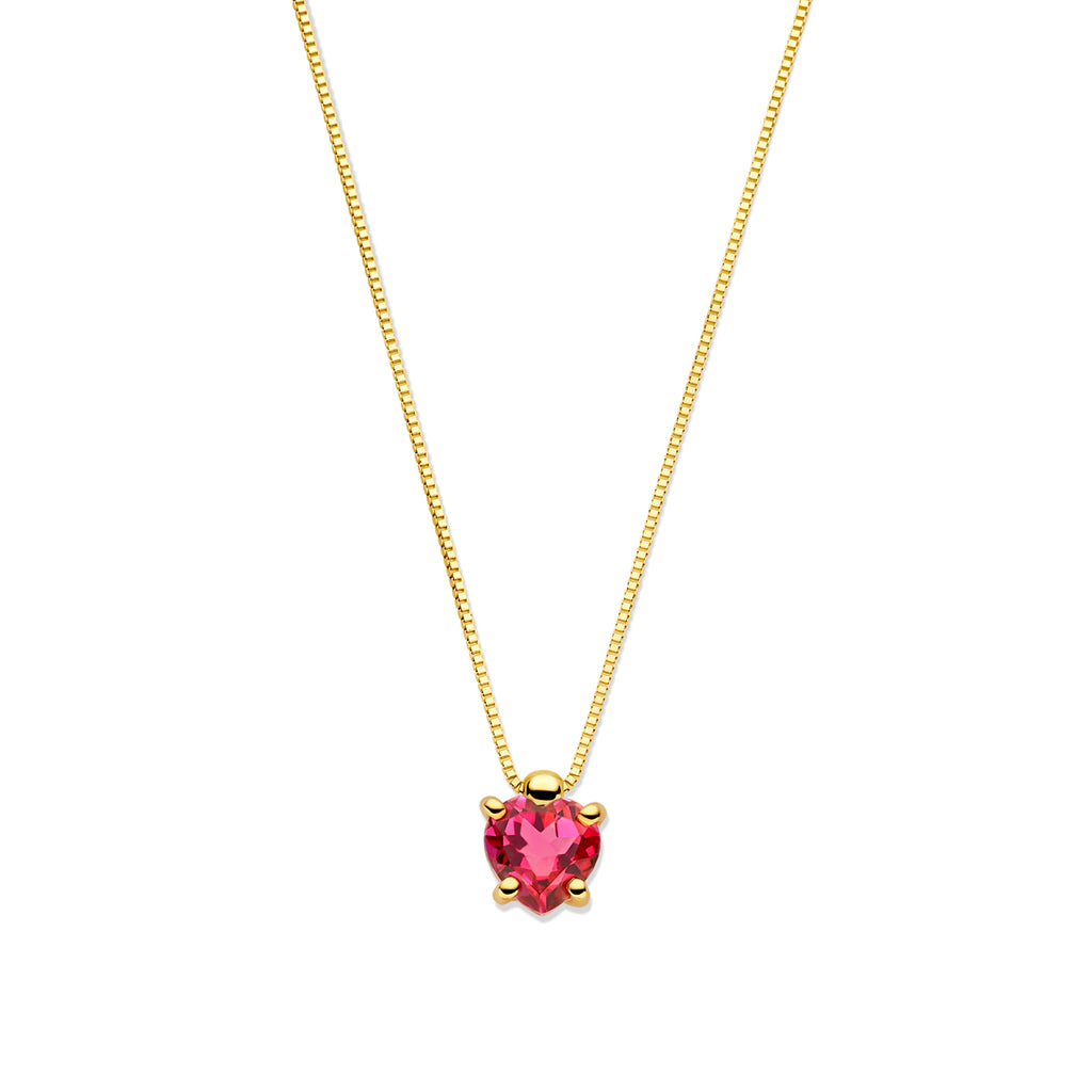 Halskette Herz rosa Topas 40 - 42 - 44 cm 14K Gelbgold