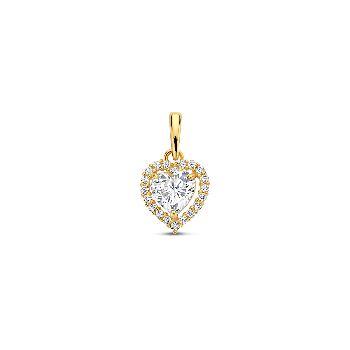 hanger hart zirkonia 14K geelgoud