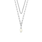 multi-collier parel 40,5 + 5 cm zilver gerhodineerd