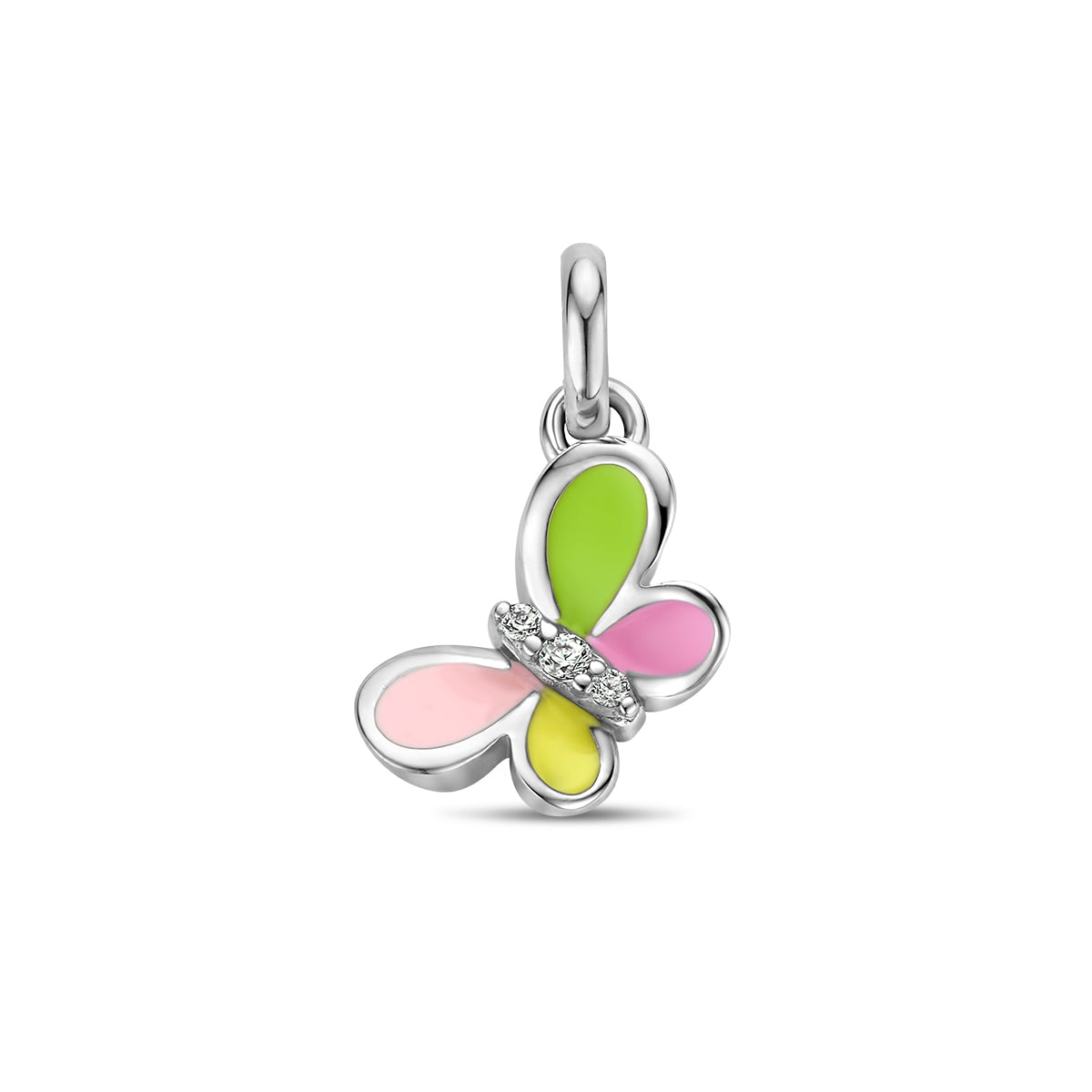 Anhänger Schmetterling Zirkonia Emaille Silber rhodiniert