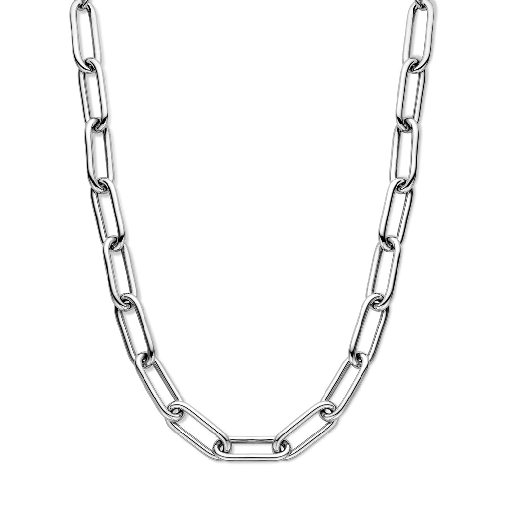Halskette Büroklammer Rundrohr 11,5 mm 43 + 3,5 cm Silber rhodiniert