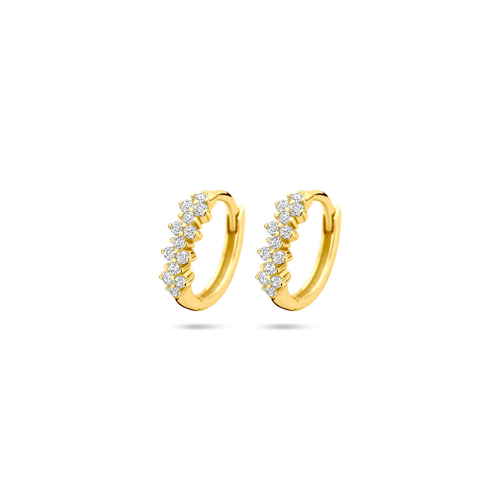 Klappcreolen Zirkonia 11,5 mm 1 Mikron Silber vergoldet (gelb)