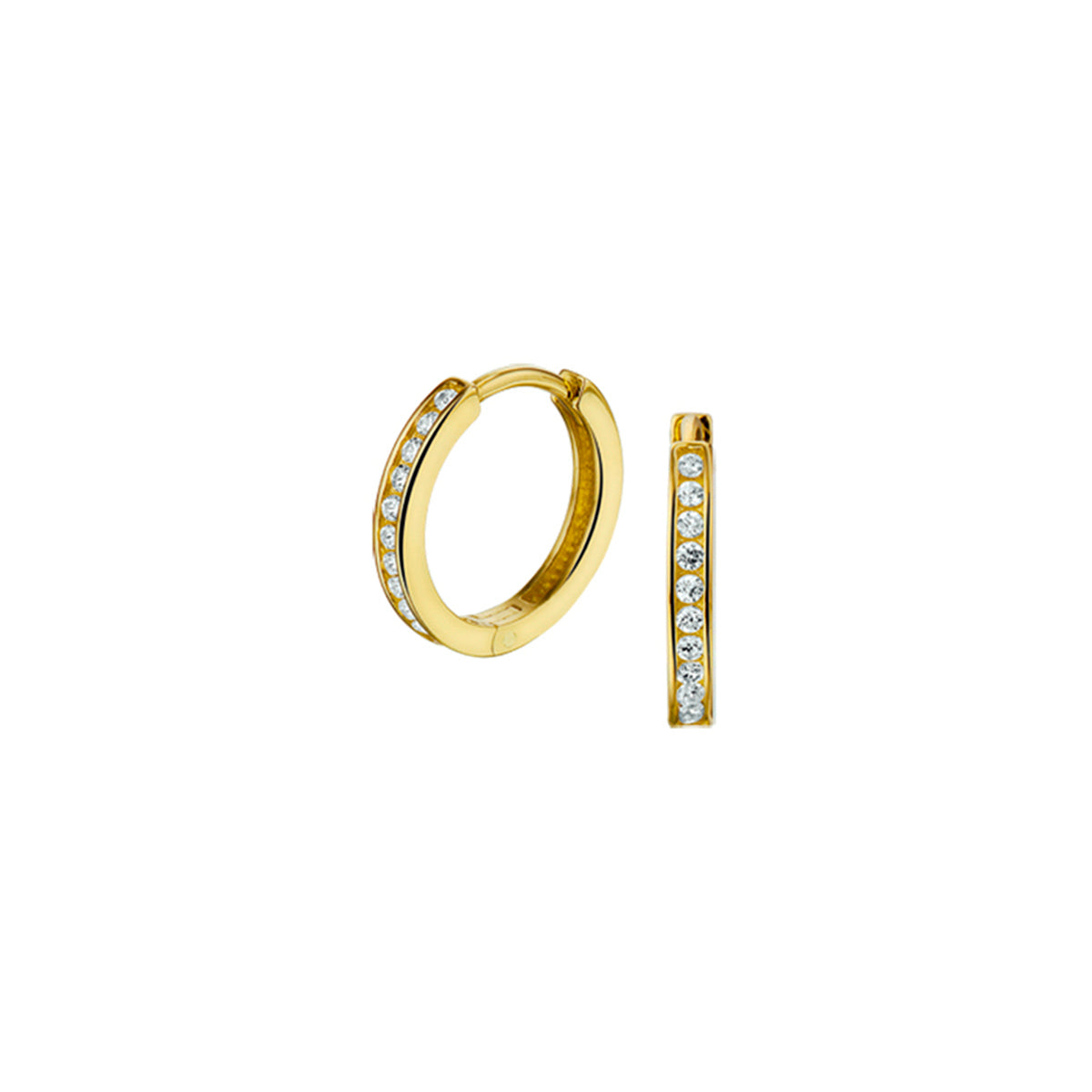 klapoorringen zirkonia 14K geelgoud