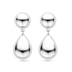 oorhangers half bol en druppel 40 mm zilver gerhodineerd