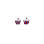 Ohrstecker Emaille Cupcake 7,5 mm rhodiniertes Silber