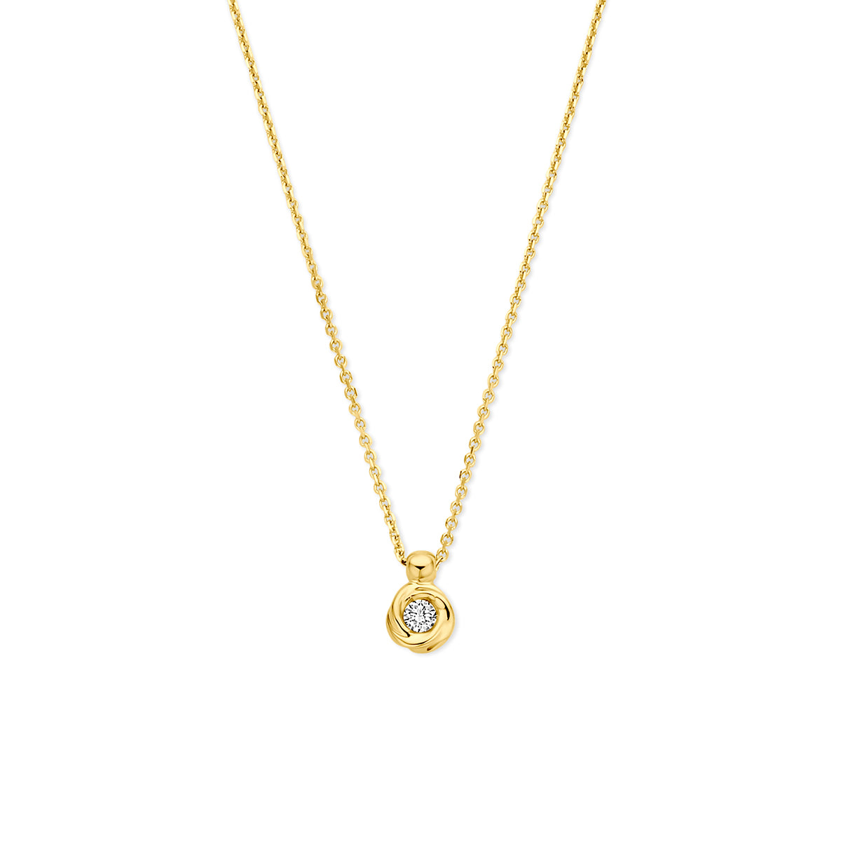 collier lab grown diamant 0.05ct g vs 40 - 42 - 44 cm 14K geelgoud - rond
