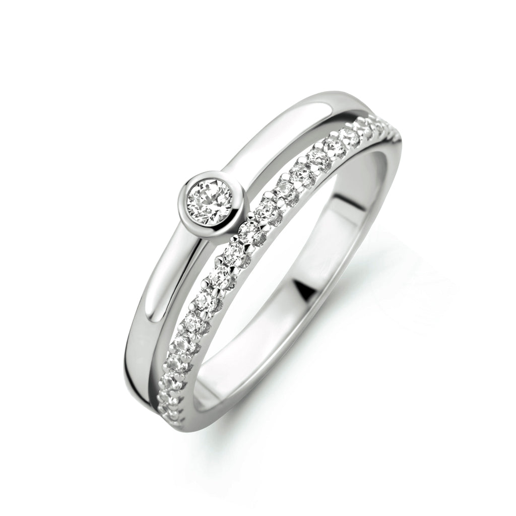 Ring Zirkonia Silber rhodiniert