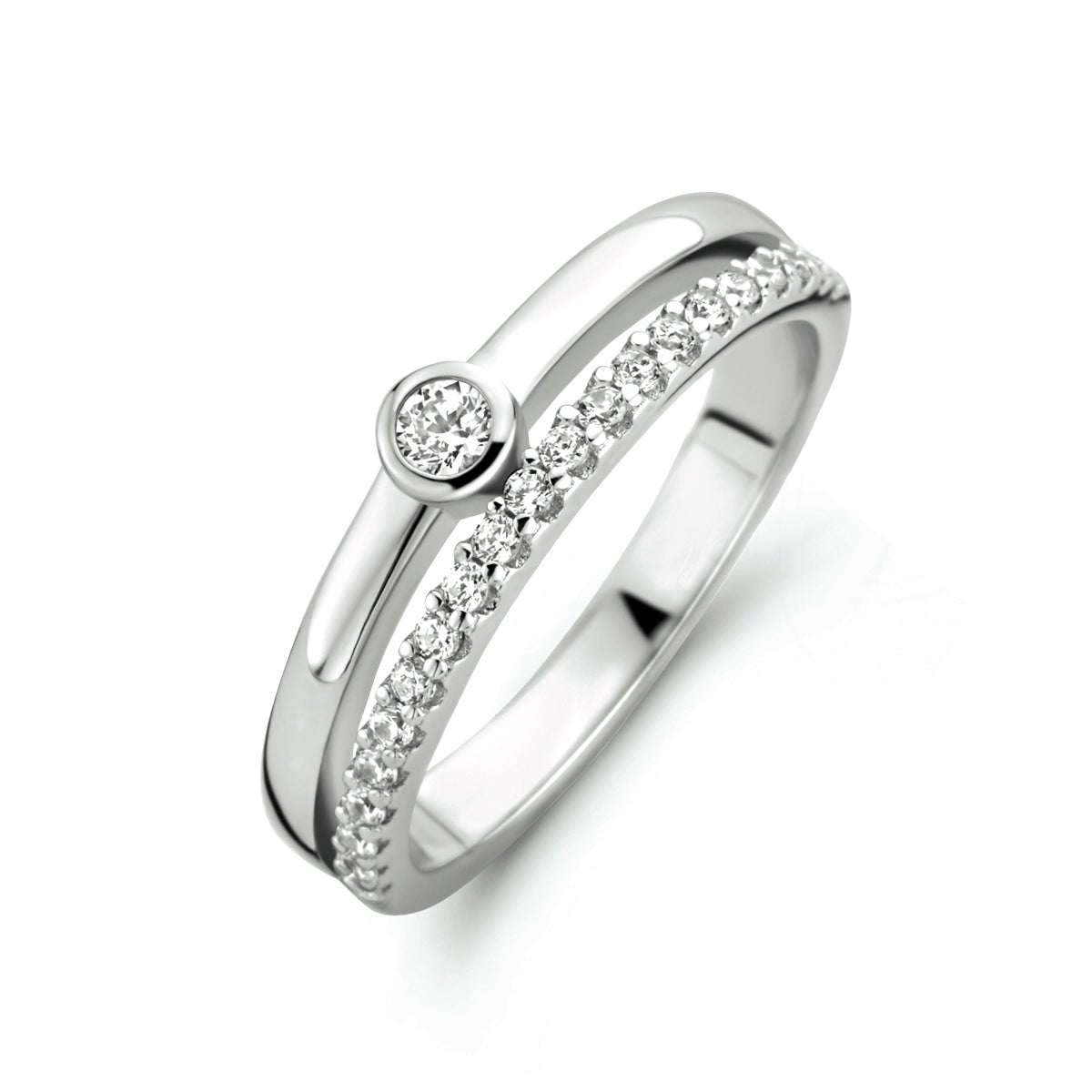 Ring Zirkonia Silber rhodiniert