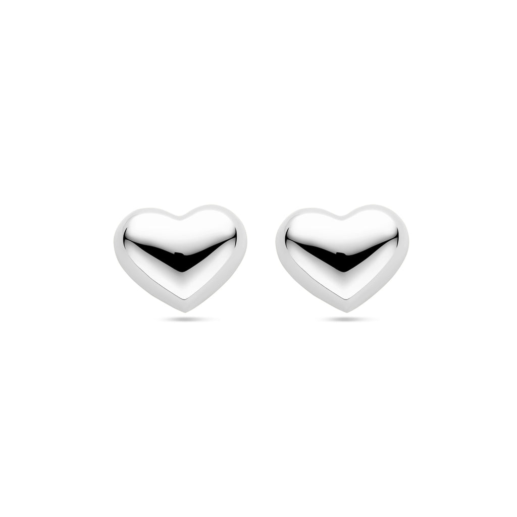 Ohrstecker Herz 13 mm Silber rhodiniert