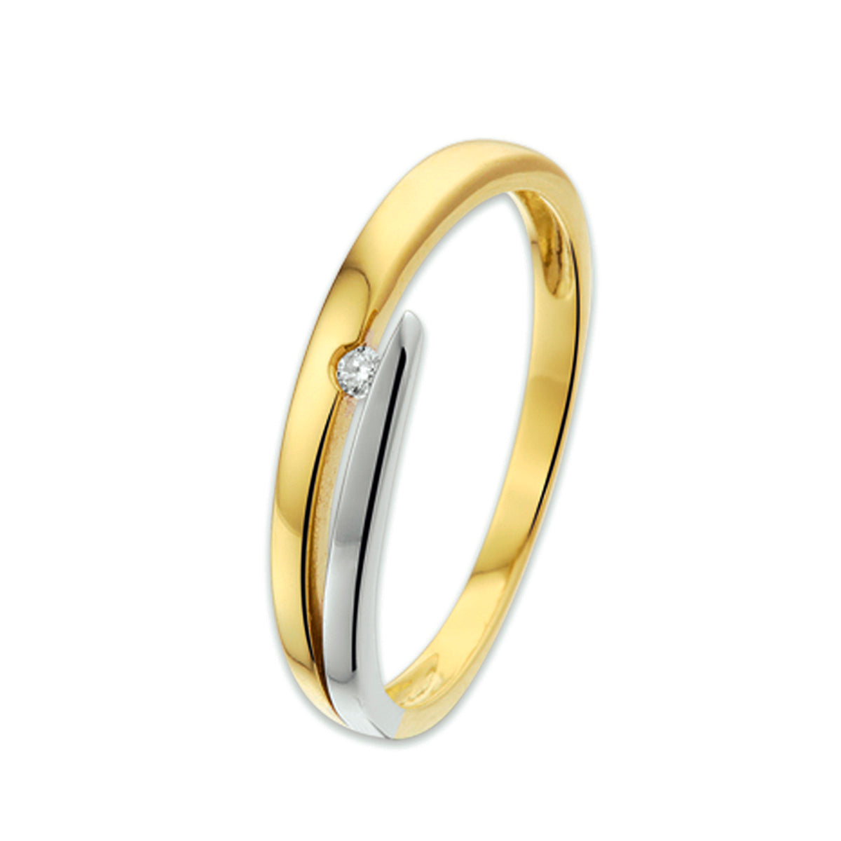 Ring Zirkonia 14K Bicolor Gold Gelb/Weiß