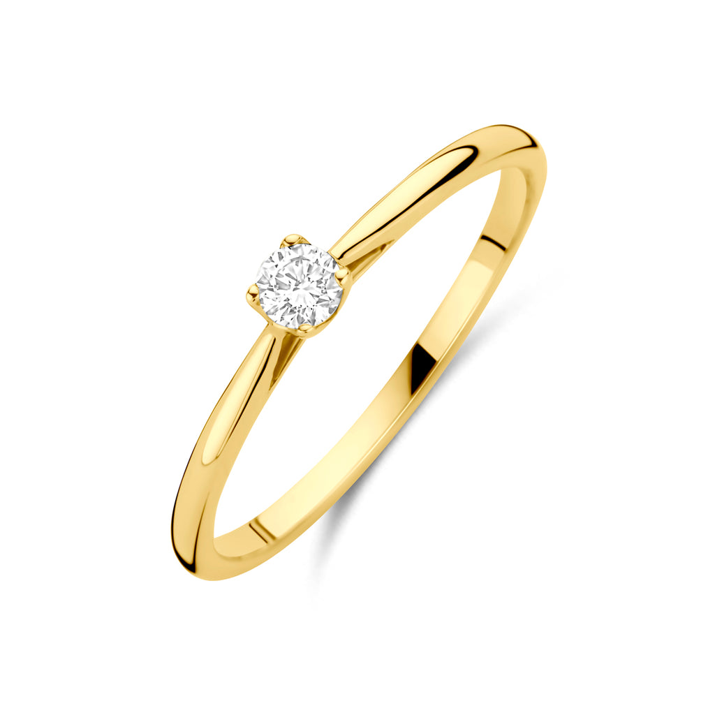 ring lab grown diamant 0.10ct h si 14K geelgoud