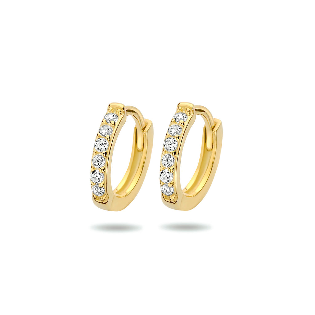 klapoorringen zirkonia 9 mm 1 micron zilver verguld (geel) - rond