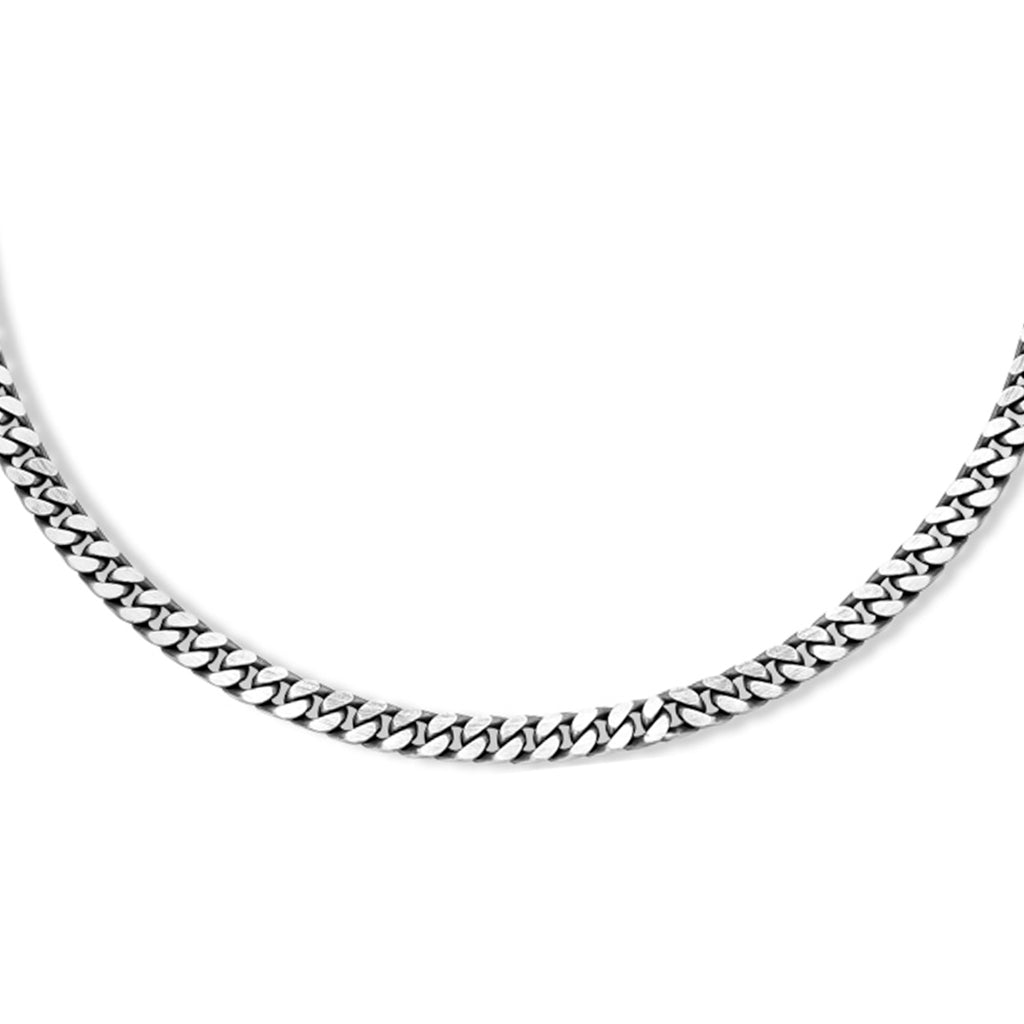collier oxi gourmette 6 zijdes geslepen 4,6 mm zilver geoxideerd