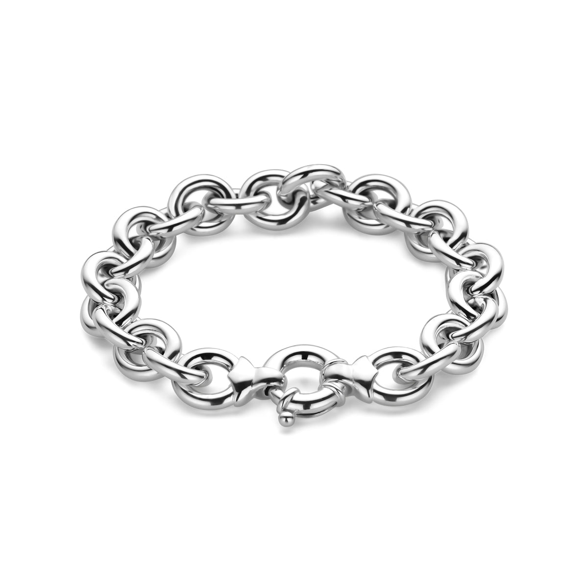 Armband Jasseron 12 mm 19,5 cm mit großem Federverschluss Silber weiß