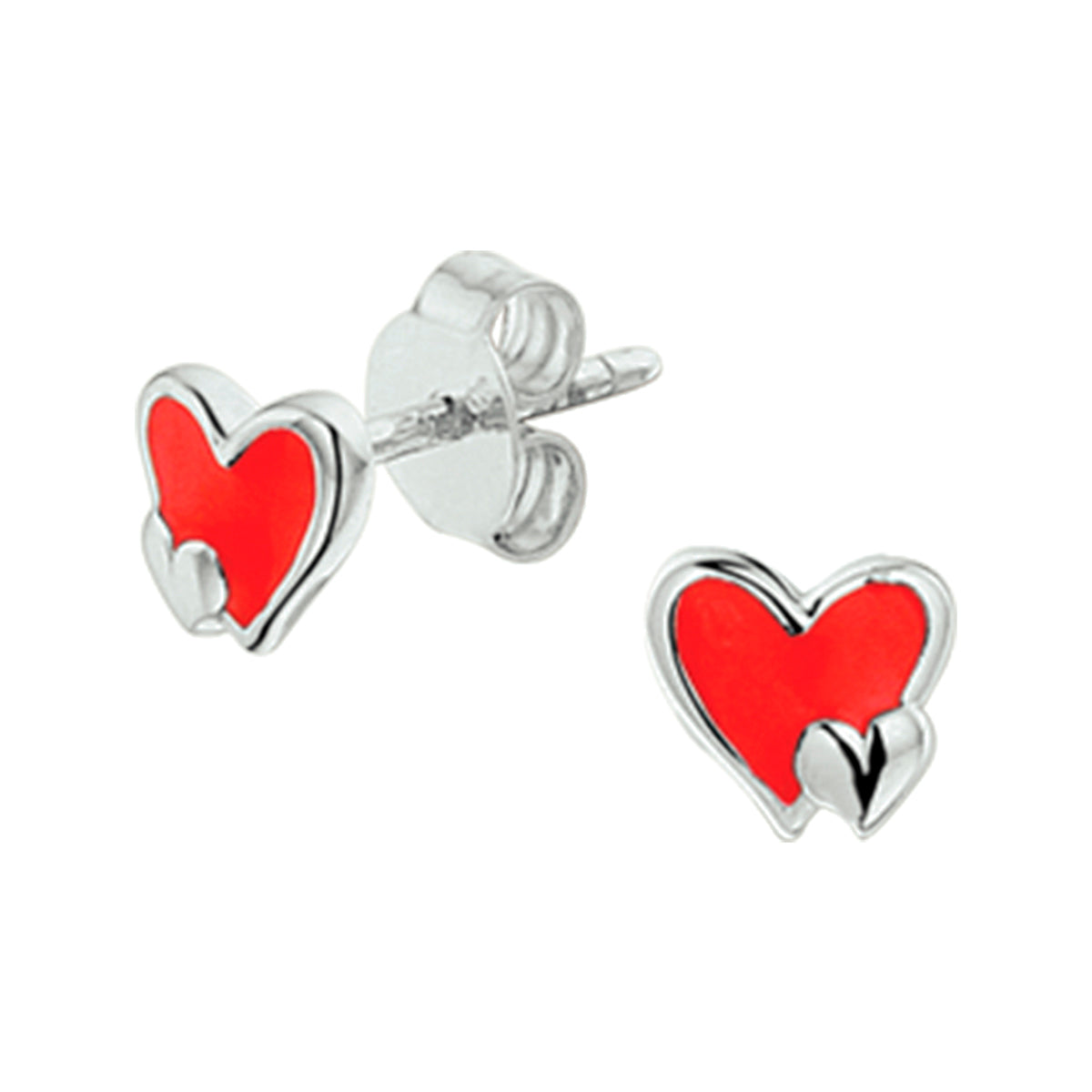 Silber rhodinierte Herz-Ohrstecker