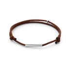 Armband Baumwolle braun 16 - 32 cm rhodiniert mit Gummi/Nylon/Leder
