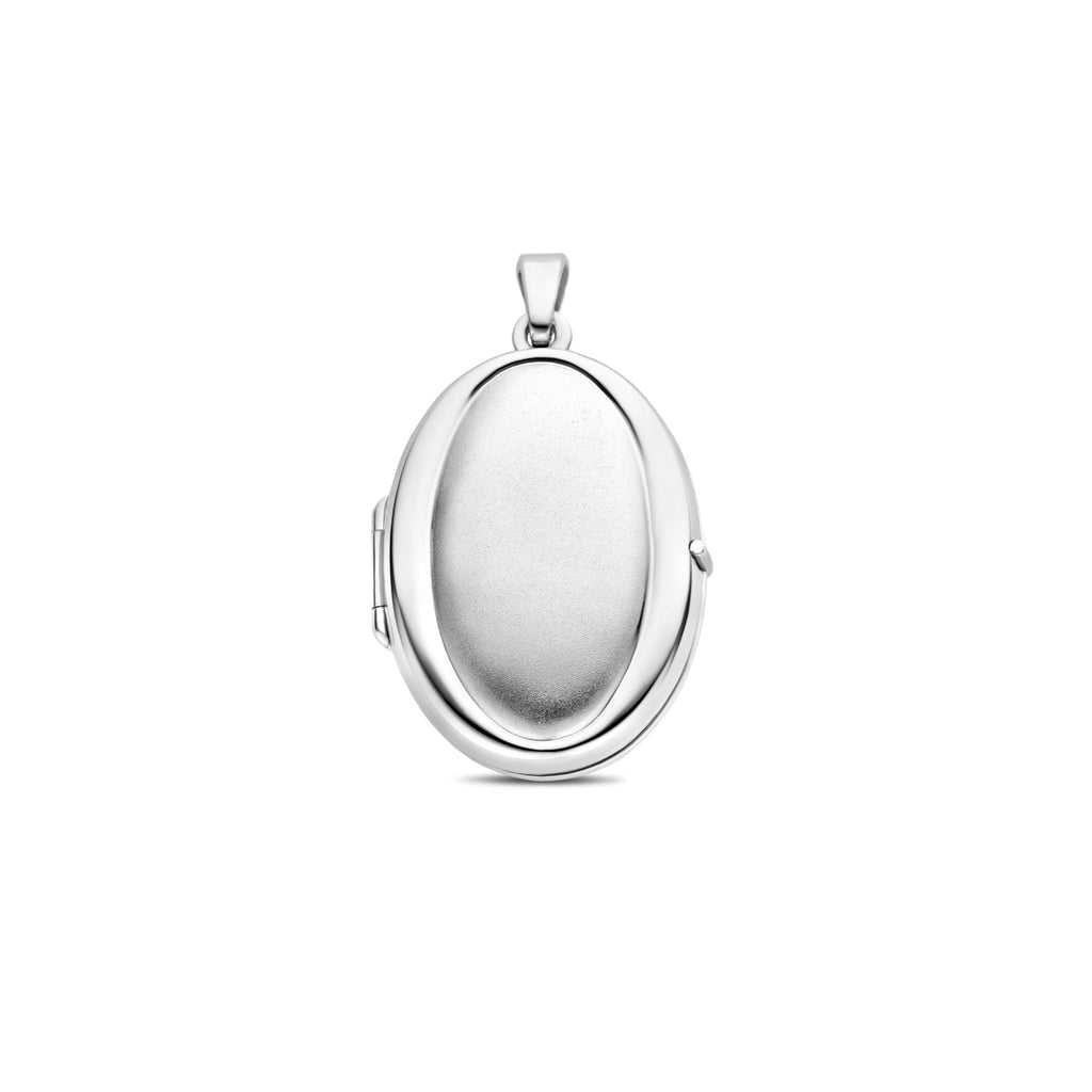 medaillon ovaal poli/mat 22 mm zilver gerhodineerd