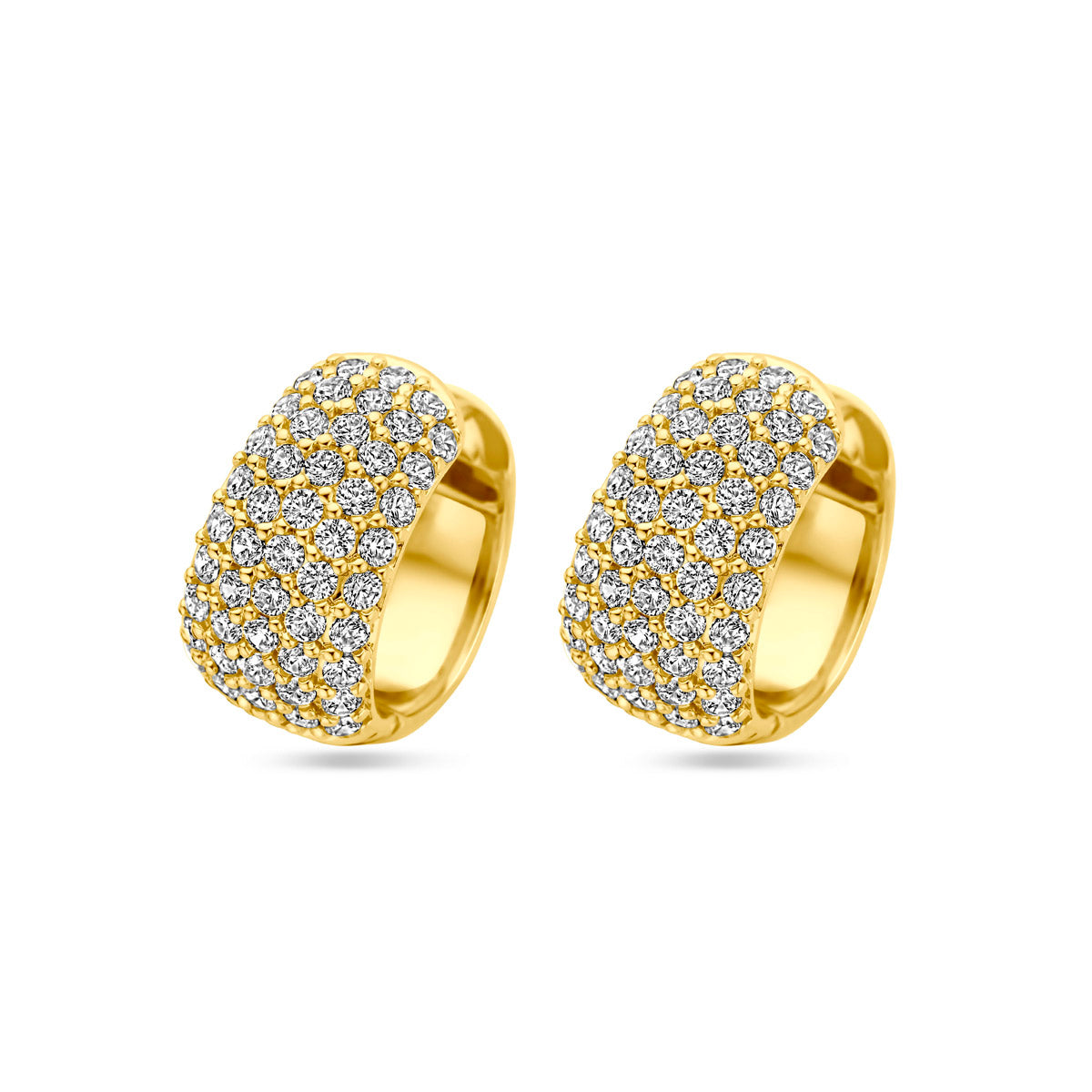 klapoorringen zirkonia 16 mm 1 micron zilver verguld (geel)