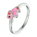 Ring Elefant Emaille rhodiniertes Silber