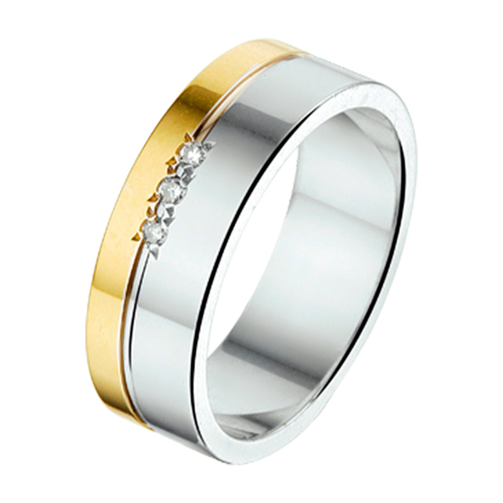 ring 6 mm 0.03ct h si goud met zilver