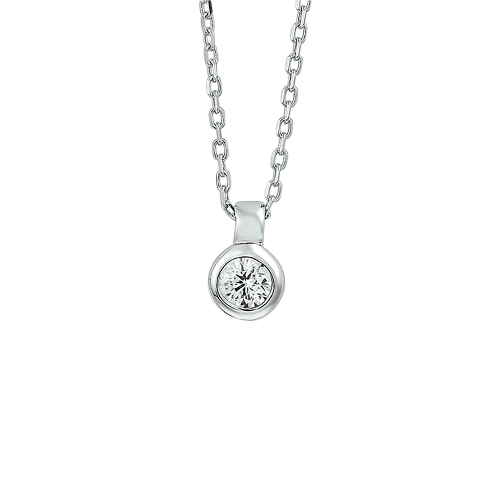 Zirkonia-Halskette 40 + 4 cm Silber rhodiniert