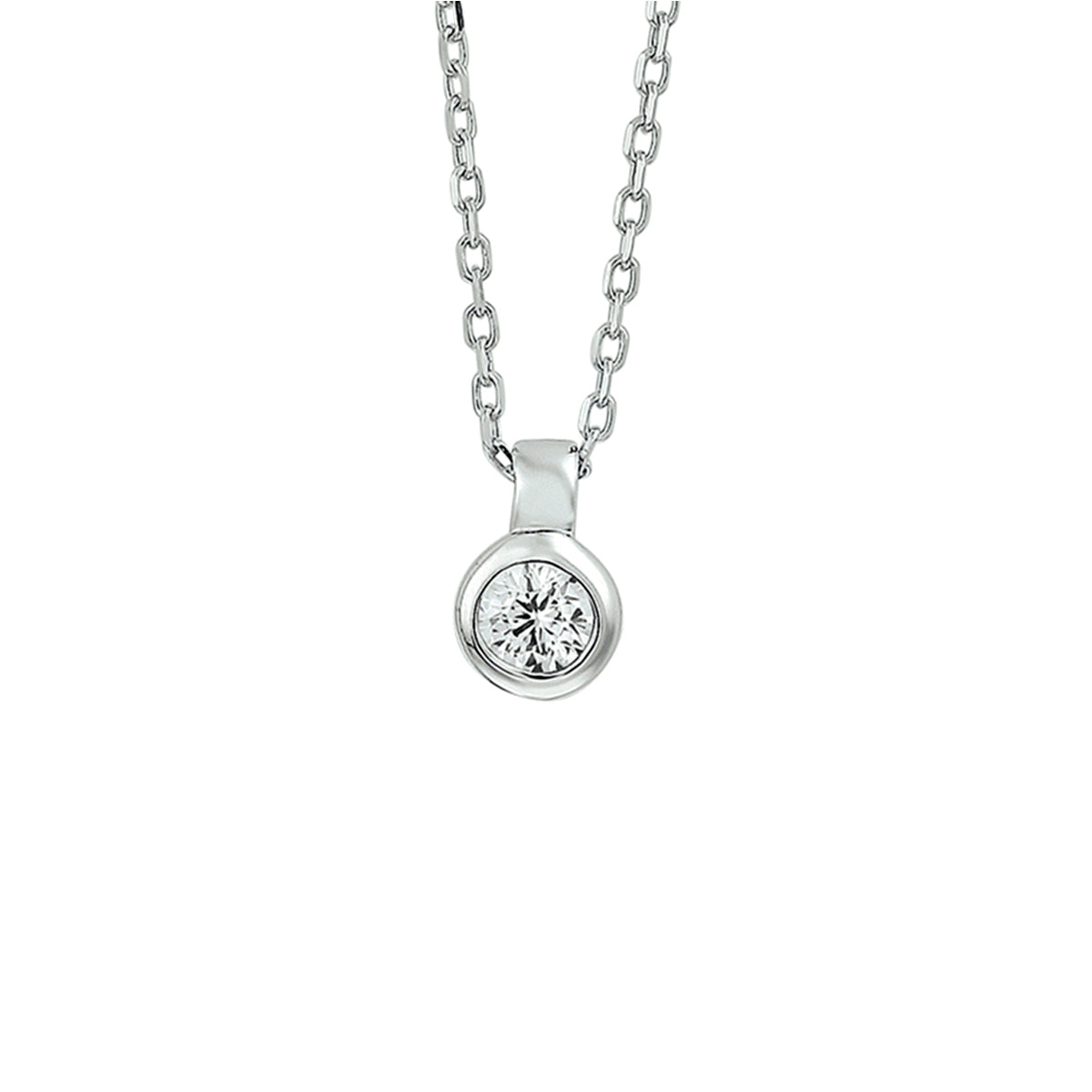 Zirkonia-Halskette 40 + 4 cm Silber rhodiniert
