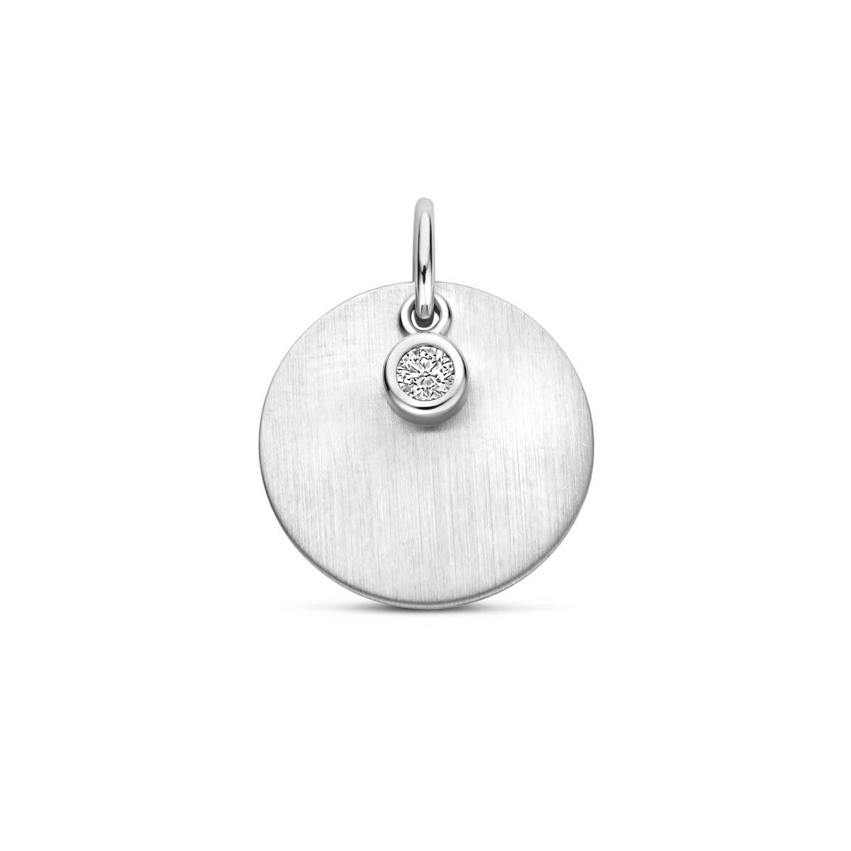 graveerhanger poli/mat zirkonia 14 mm zilver gerhodineerd