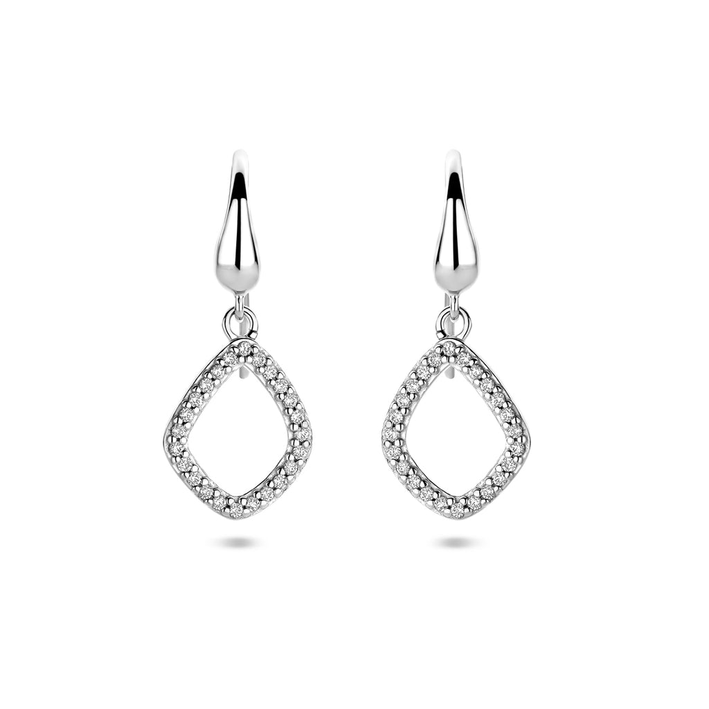 Ohrhänger Raute Zirkonia französische Haken 25 mm Silber rhodiniert