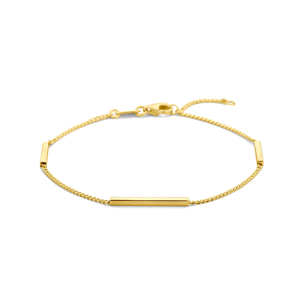 armband balkjes 17 – 19 cm 14K geelgoud - blok/staaf/buis/driehoek
