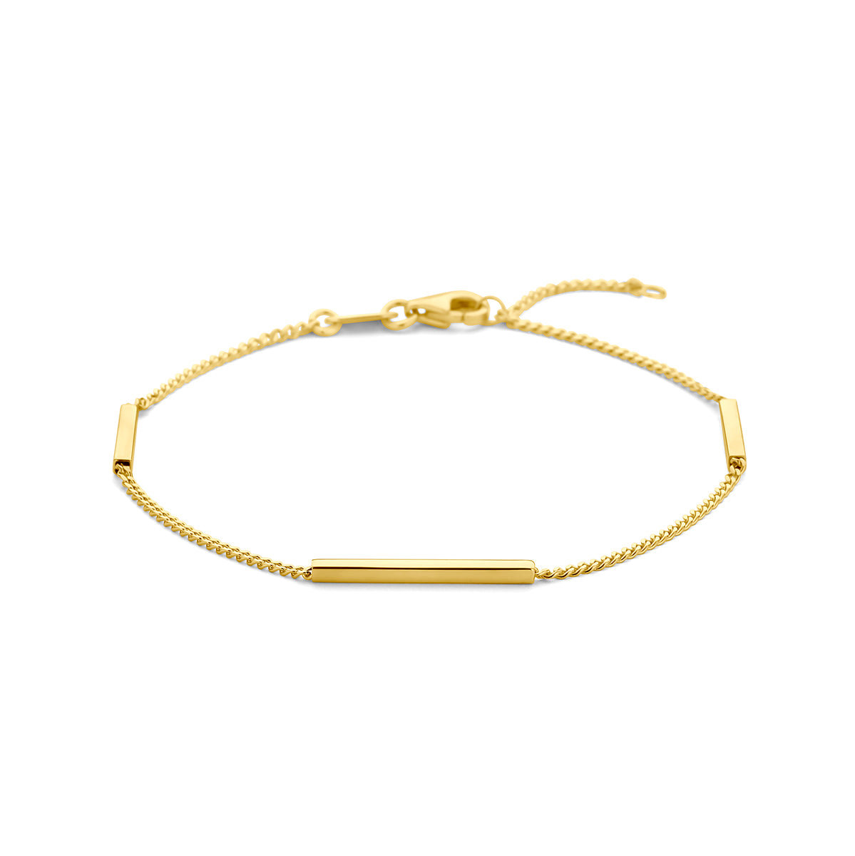 armband balkjes 17 – 19 cm 14K geelgoud - blok/staaf/buis/driehoek